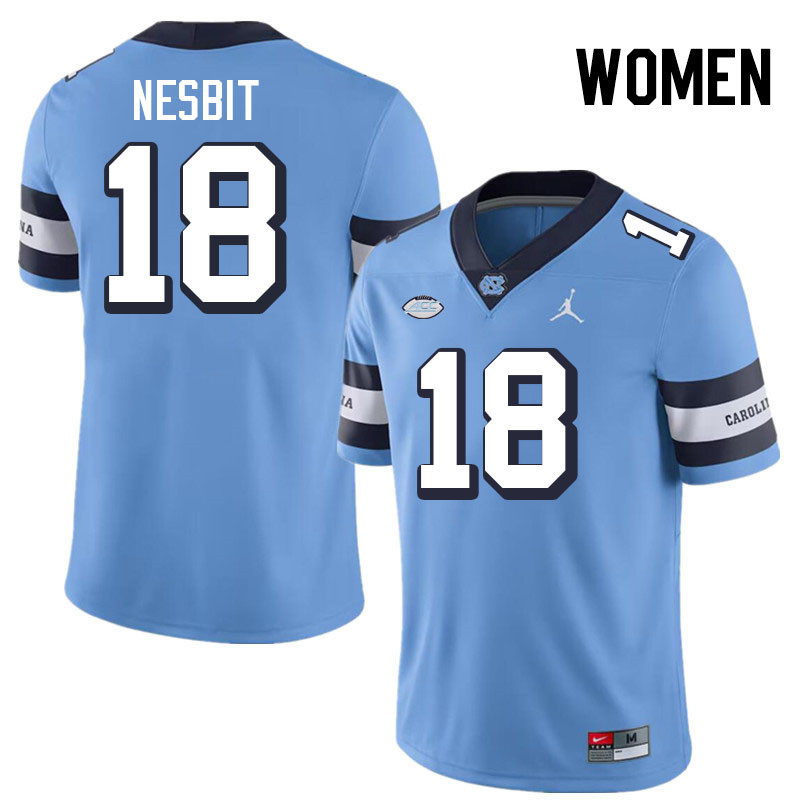 Women #18 Bryson Nesbit North Carolina Tar Heels College Football Jerseys Stitched-Throwback